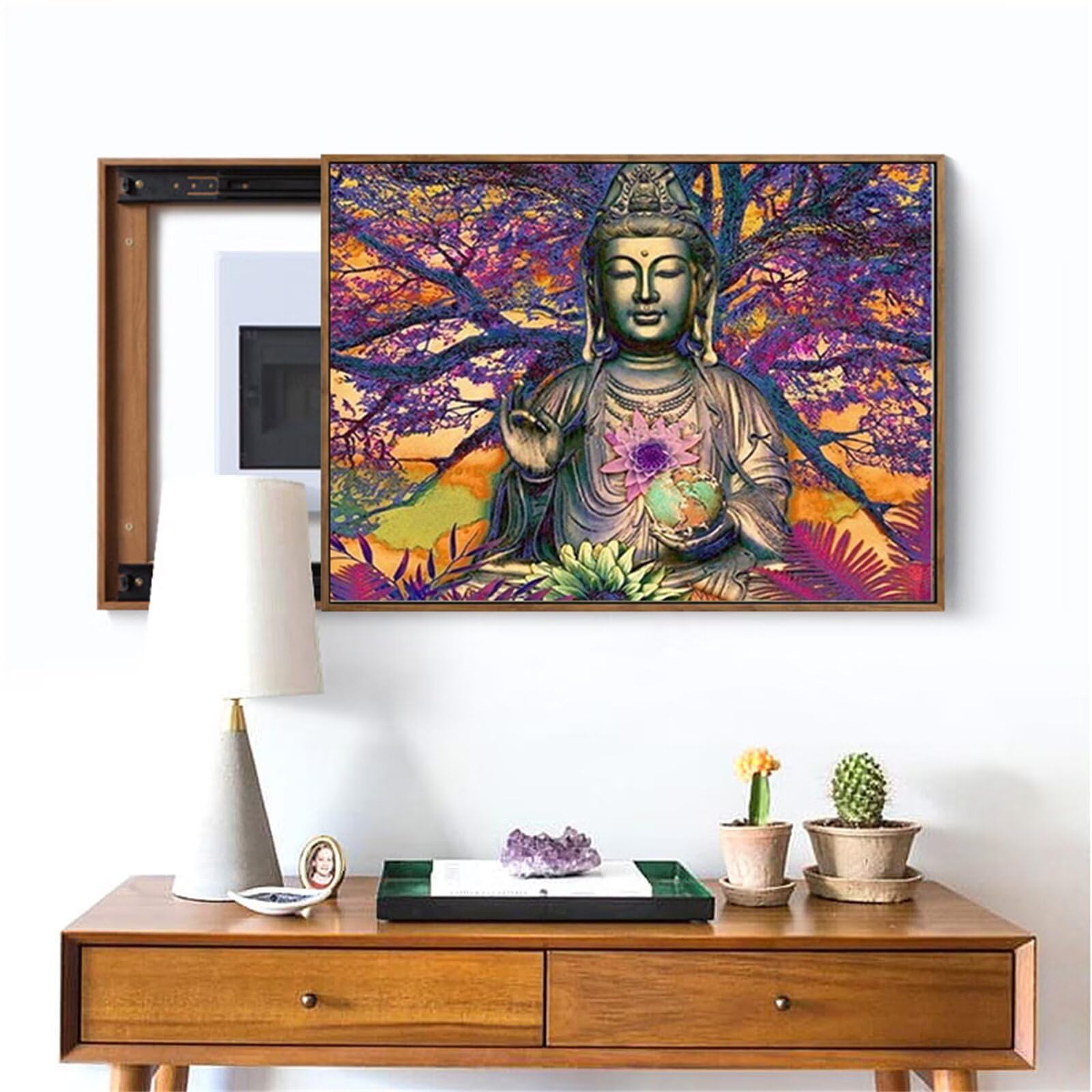 Broderie diamant 5D Bouddha violet 80x120cm | Peinture diamant tableau perle kit complet