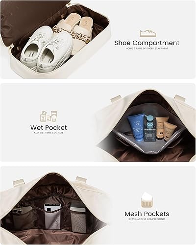 Miniatura 4 de LOVEVOOK Bolsa de viaje para mujer, bolsas de fin de semana para mujer con compartimento para zapatos, bolsa de lona para gimnasio, bolsas de viaje