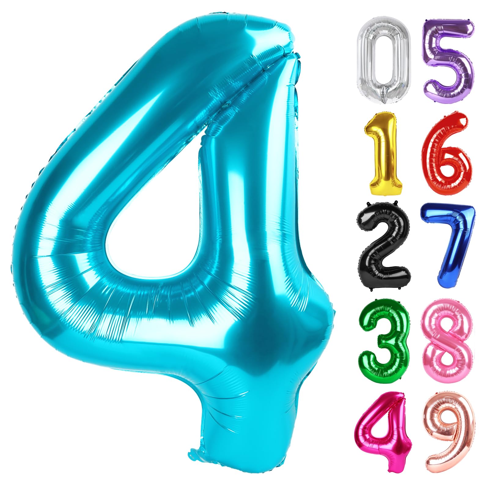 Light Blue Number 4 Balloon 40 Inch, 4th Birthday Decorations Men Women