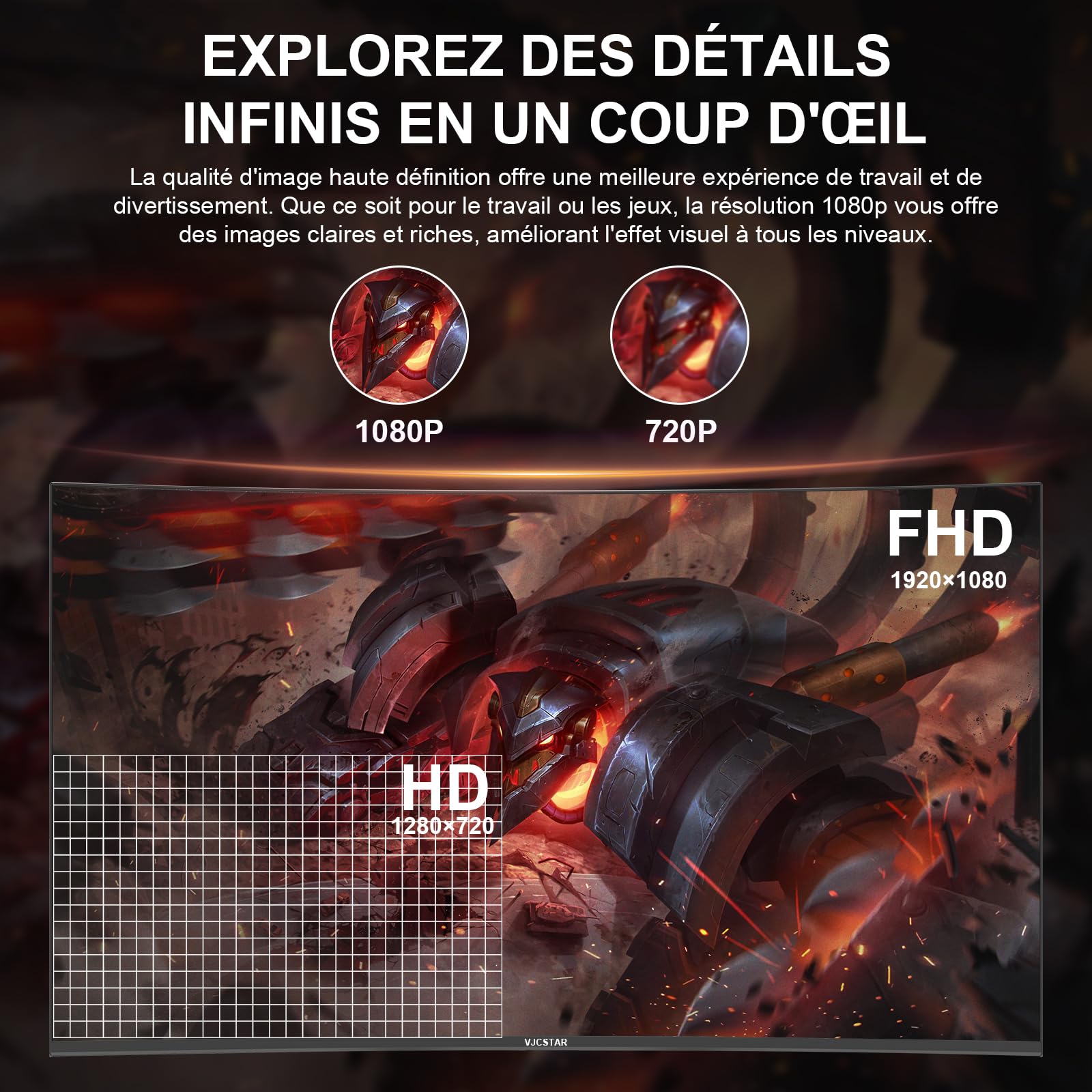VJCSTAR Écran PC Gamer Incurvé QLED 27 Pouces, 280 Hz, FHD 1080p, 1 ms