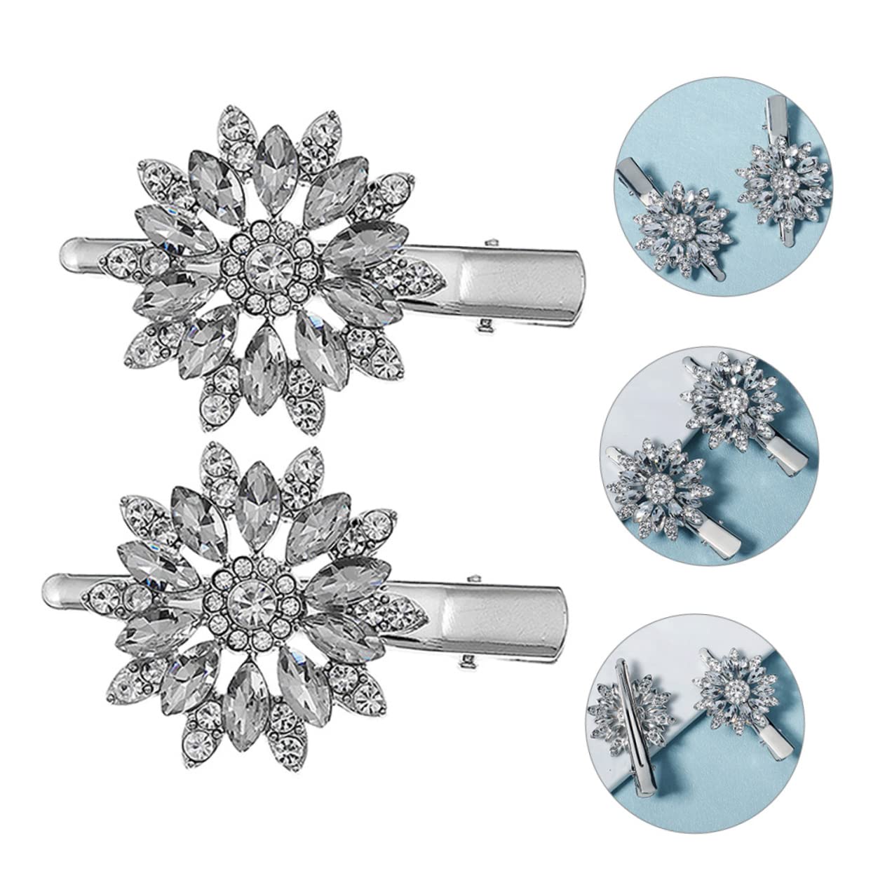 minkissy 8pezzi Fermagli Per Con Design Di Fiore Cristallo Clip Duckbill Decorativa Con Strass Per Cerimonie Eventi e Acconciature Eleganti Per Donne e Ragazze