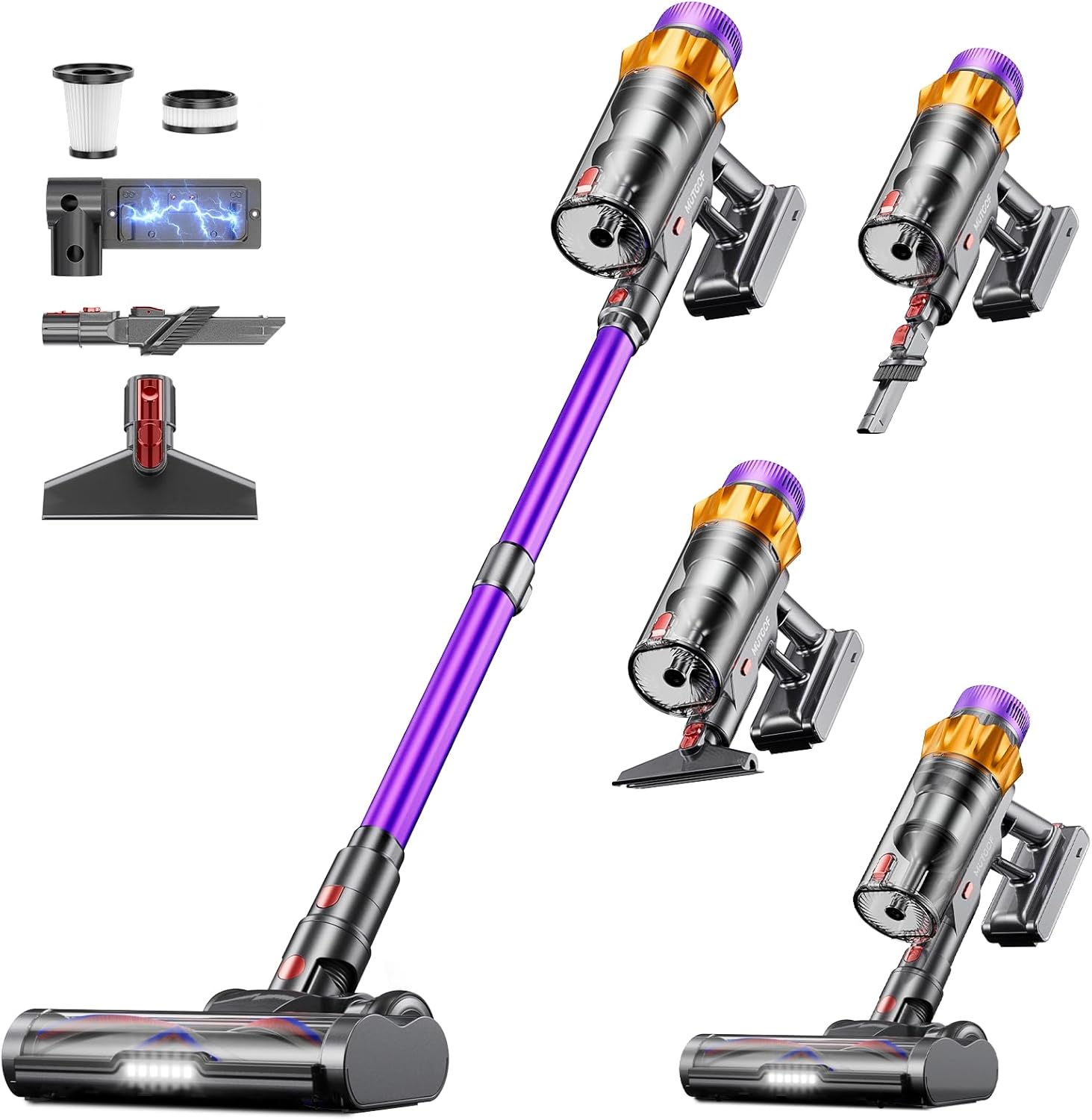 Cordless Vacuum Cleaner 55KPa 650W Max 70 Mins Vacuum Cleaner for Home, Wall mount Charging Dock, Self-standing Vacuum Cleaner with Scented Tablet, Anti-tangle Stick Vacuum for Pet Hair/Carpets/Floors