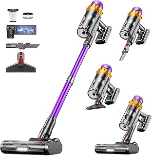 Cordless Vacuum Cleaner 55KPa 650W Max 70 Mins Vacuum Cleaner for Home, Wall mount Charging Dock, Self-standing Vacuum Cleaner with Scented Tablet, Anti-tangle Stick Vacuum for Pet Hair/Carpets/Floors