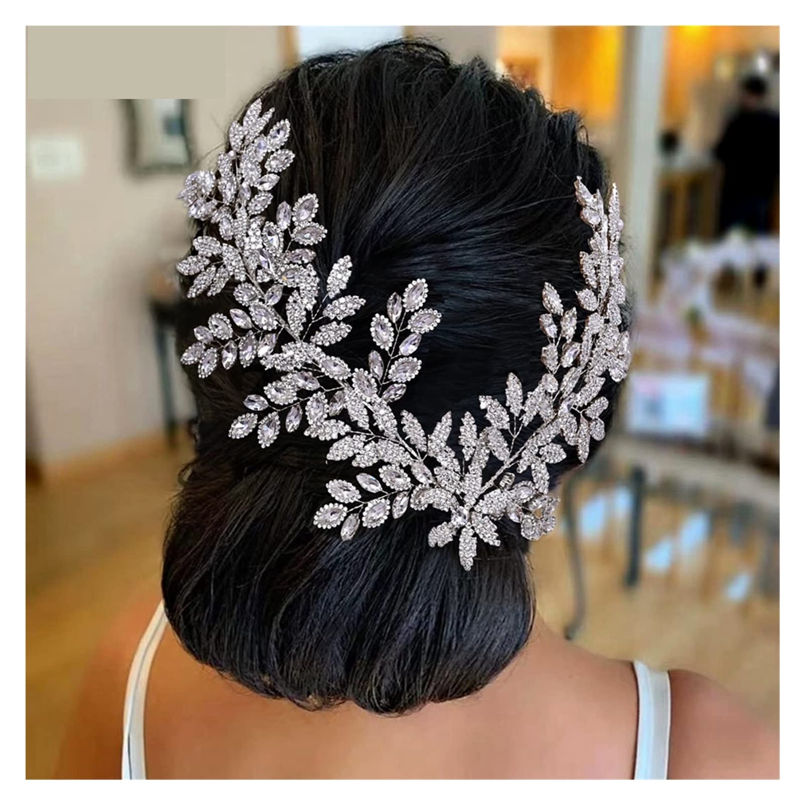 Luxury Crystal Bridal Headsel Floral Wedding Hair Vine Clip Party Party Jewelry Brides Accesorios for el Cabello (Metal Color : HP396-G)