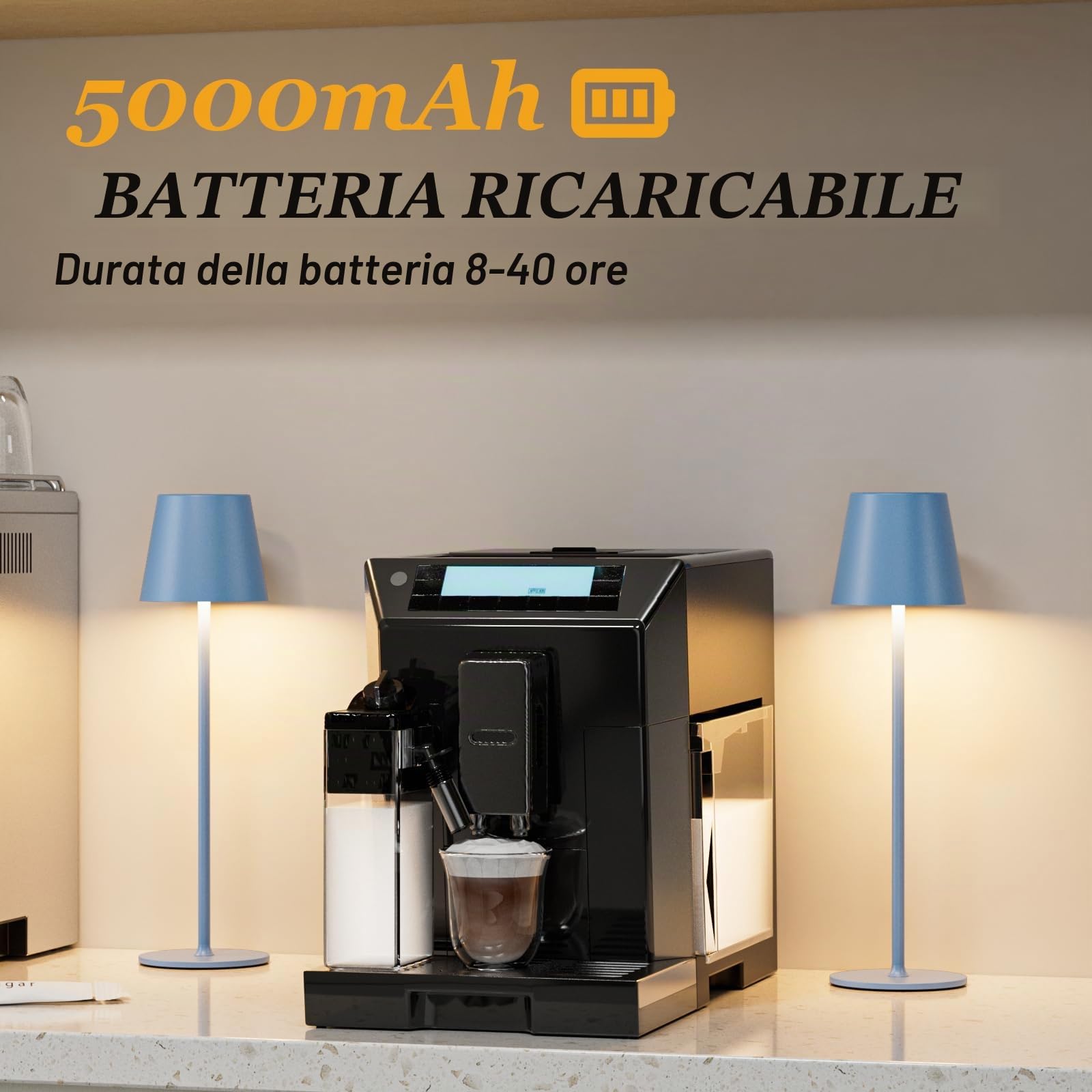 2 Pezzi Lampada da Tavolo Senza Fili, Touch Dimmerabile, 3 Modalità di Colore, Lampada da Comodino LED Ricaricabile per Camera da Letto, Soggiorno, Campeggio all'aperto Esterno(Blu)
