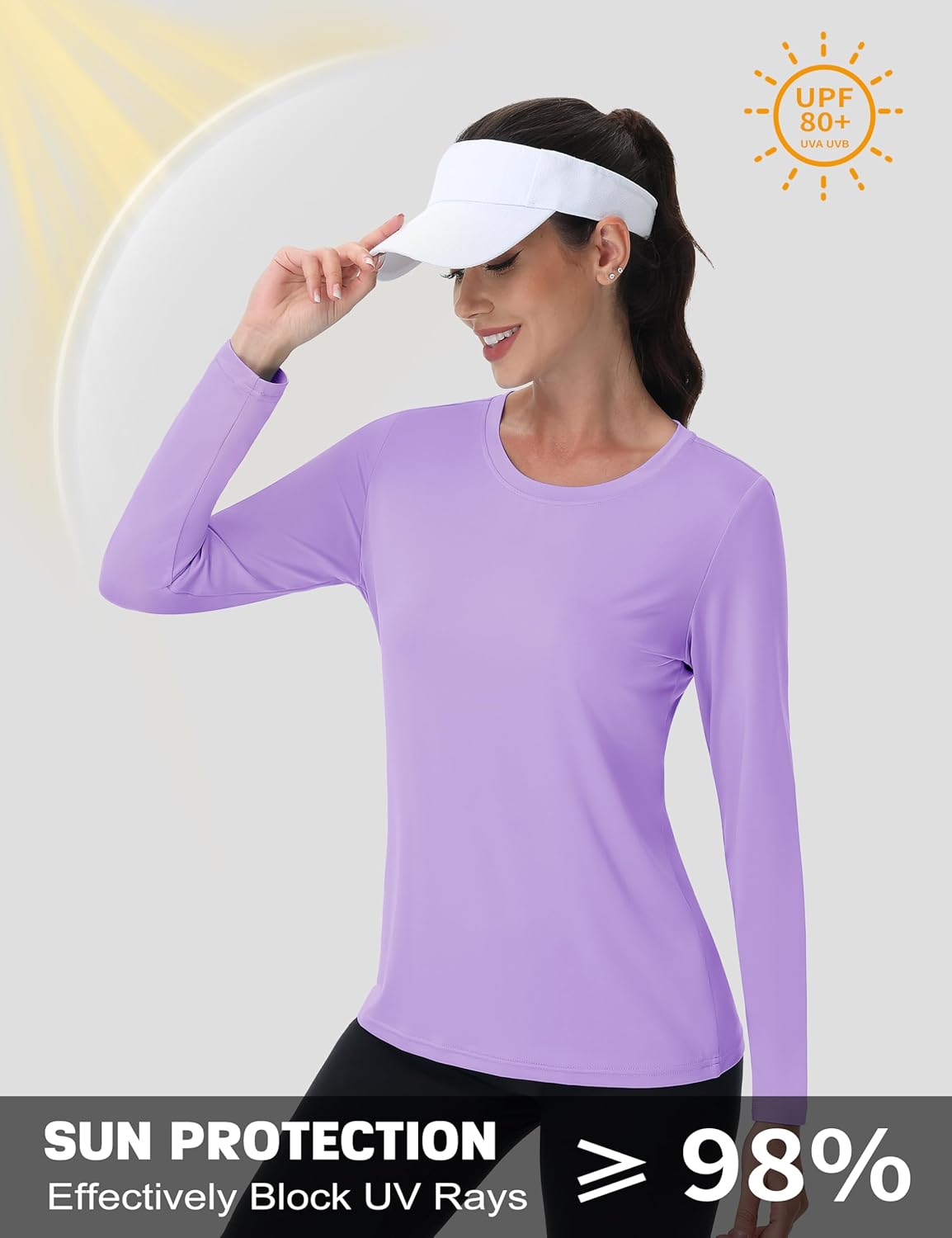 MAGCOMSEN SPF Shirts for Women Long Sleeve Quick Dry Lightweight T-Shirts Athletic Running Hiking Workout Tops Purple 2XL - Image 3