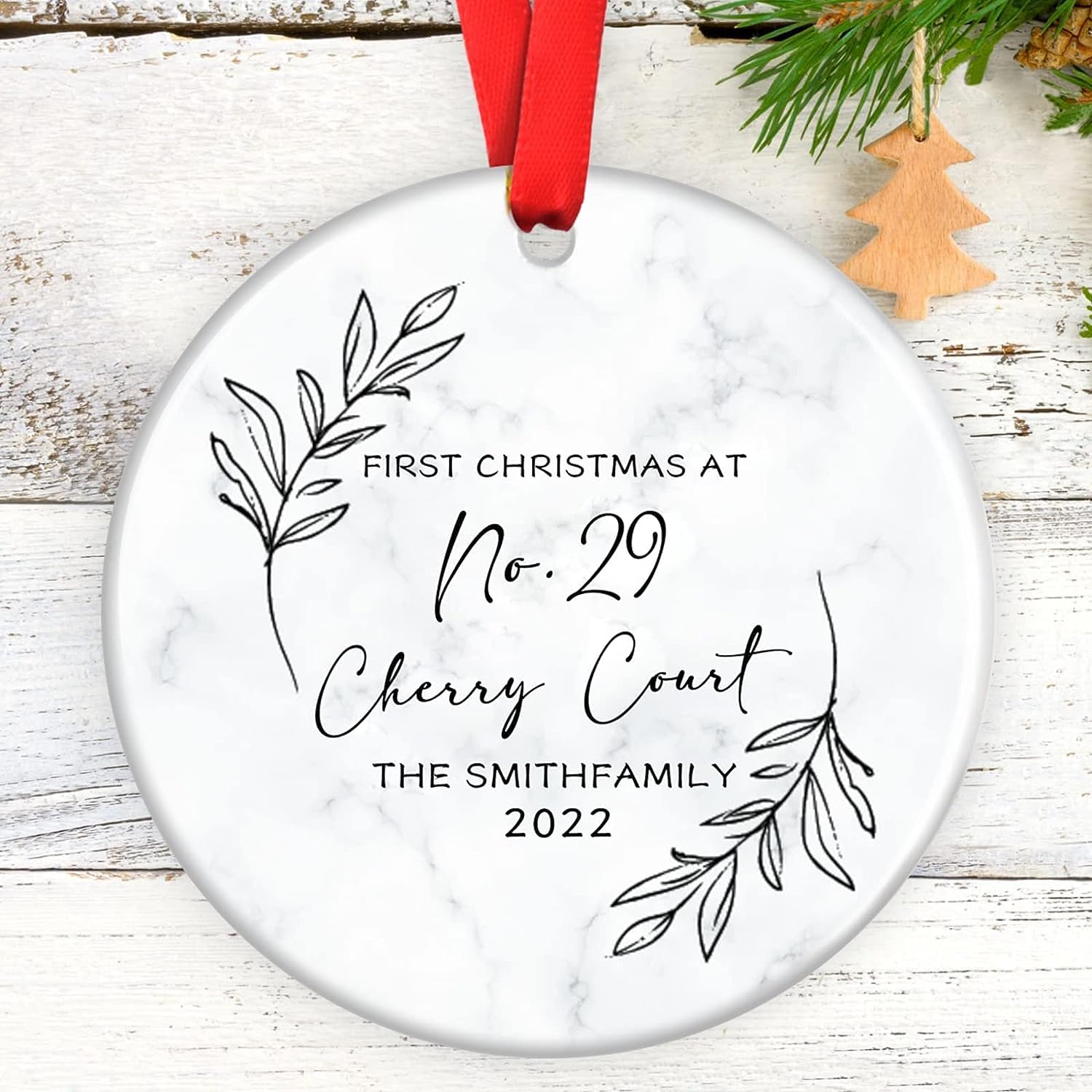 New Home Owner Ornament, Personalized New House Ornament with Marble, New Home Keepsake for Christmas, Christmas Home Decorations, Christmas New Home Gifts