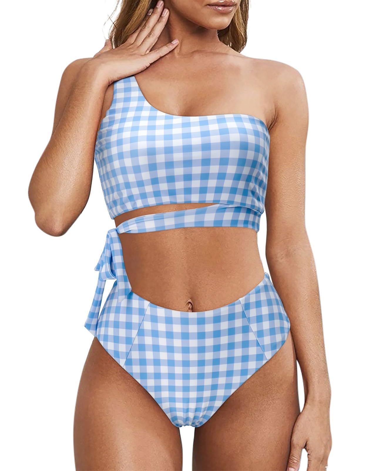 Costume da Bagno da Donna Bikini da Donna Costume da Bagno Sexy Monospalla Push-up Leopardato A Vita Alta Costumi da Bagno Costume da Bagno Bikini (Color : B4286-9, Size : XL)
