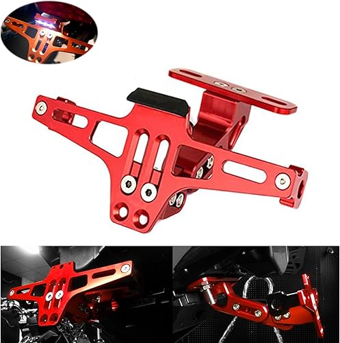 Miniatura 8 de Eliminador de guardabarros de motocicleta Soporte de matrícula Soporte trasero con luz LED para Kawasaki Yamaha Suzuki Ducati (negro)