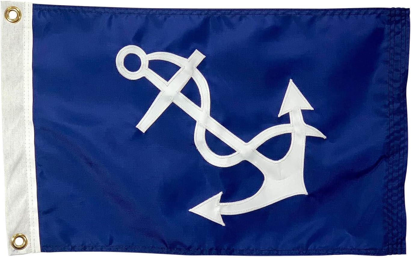 12x18" Port Captain Boat Flag - Nautical Marine Grade Fully Stitched, Embroidery and Appliqué, Durable All-Weather Nylon with Grommets for Outdoors, Made in USA