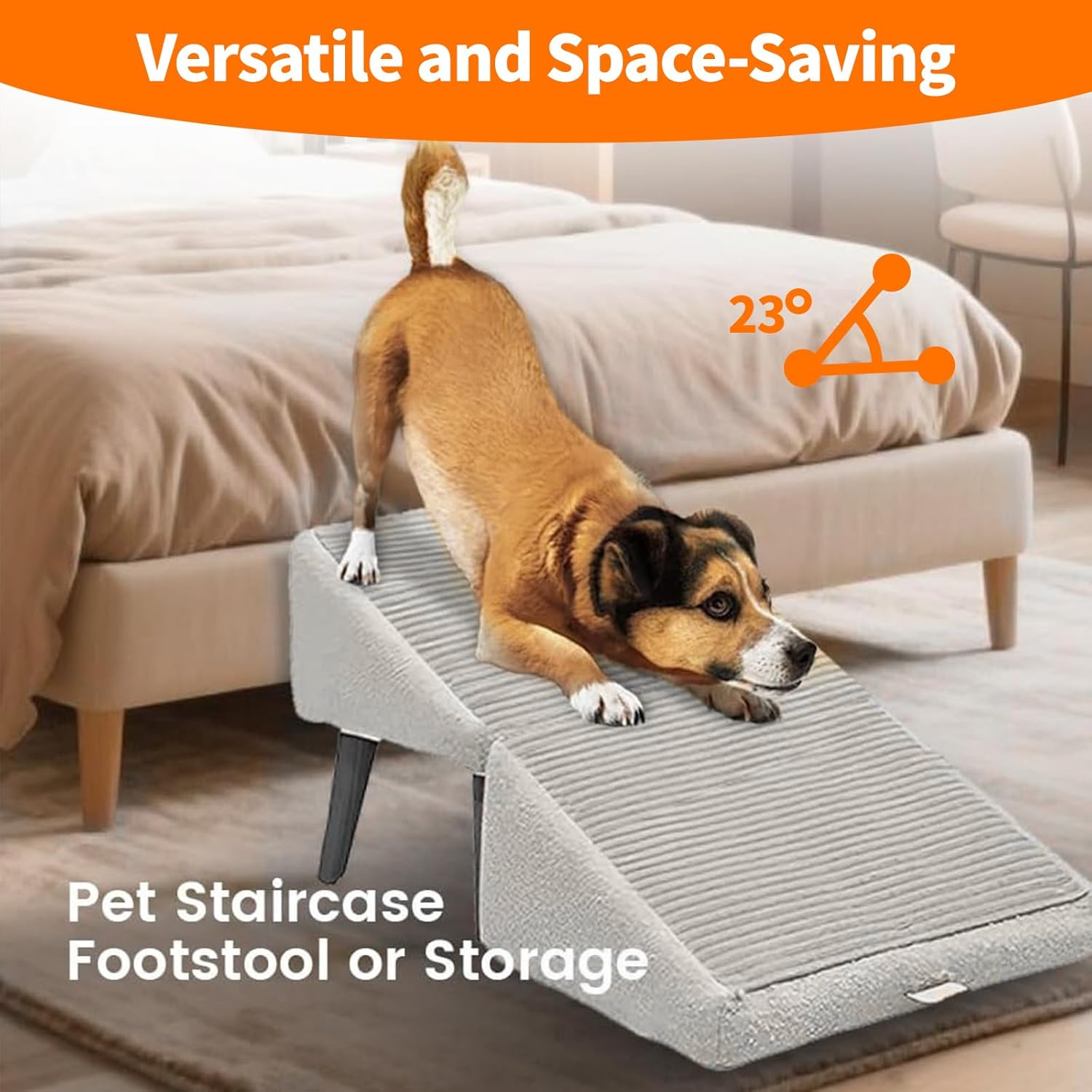 Generic Folding Dog Ramp for Couch, Pet Stairs & Ramp in One, Non-Slip, Stable, Solid Wood, Compact, Space-Saving, Fits All Pets & Homes