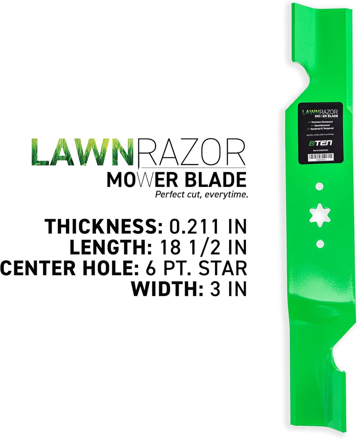 8TEN LawnRAZOR Mower Blade Set for MTD Cub Cadet Troy Bilt Triple Rear Bagger 742-0679 942-0679 (Ultra High Lift)