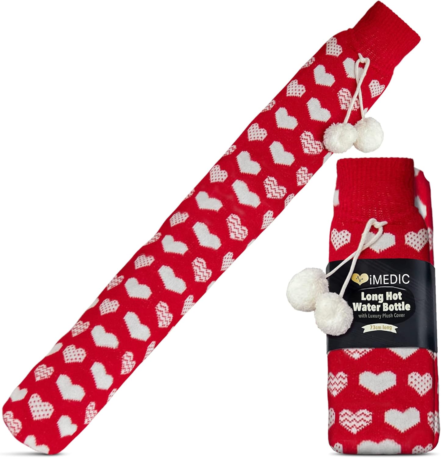 iMedic Extra Long Hot Water Bottle Covered with Luxury Cover Made from