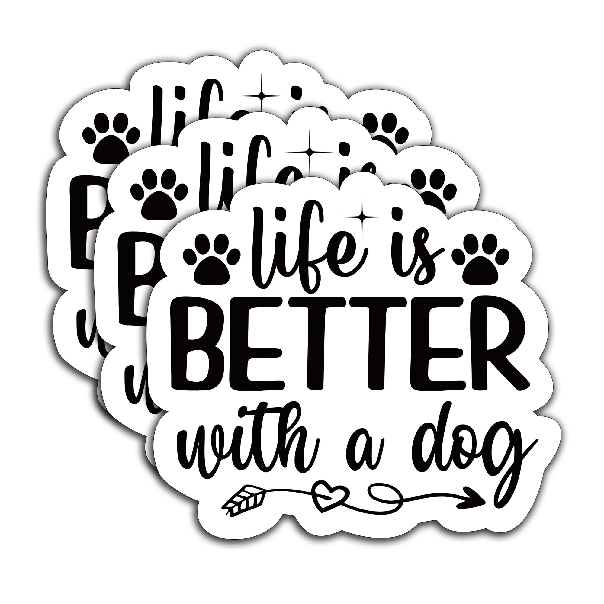 (3Pcs) Life is Better with a Dog Sticker, Dog Lover Paw Decals | Waterproof Vinyl Stickers for Laptop Water Bottle Scrapbook Helmet Phone Case Tumbler