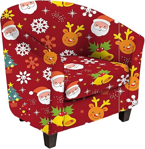 PEKJI Funda elástica para silla de club, fundas para silla de bañera de Feliz Navidad, fundas suaves para sillón extraíble, protector de muebles A01