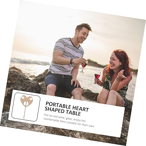 Miniatura 3 de Anneome 1 bandeja única para tablero de madera soporte para botella para el hogar diseño plegable playa picnic exterior corazón estante de vidrio