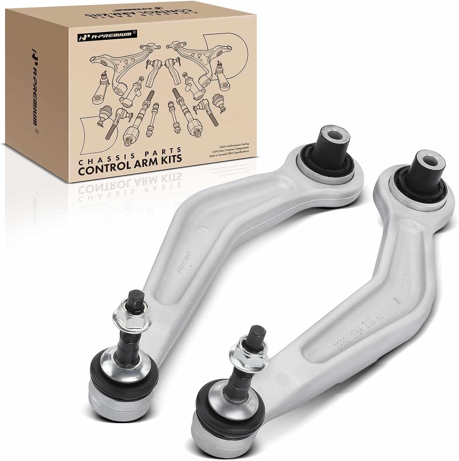 A-Premium 2 x Rear Rearward Upper Control Arm, with Ball Joint & Bushing, Compatible with BMW 525i 528i 530i 545i 550i 535i (xDrive) 530xi 535xi 745i 750i 745Li 750Li 760i 645Ci 650i Alpina B7 M5
