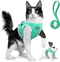 Vista 14 de Supet Juego de arnés y correa para gatos, arnés de malla suave ajustable para gatos con correa reflectante para caminar gato y cachorro conejo Negro