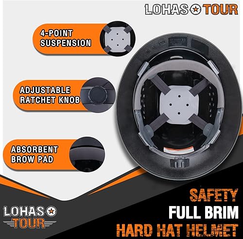 Miniatura 2 de Casco de seguridad de ala completa ventilado ANSI Z89.1 aprobado por la OSHA para hombres, mujeres y adultos