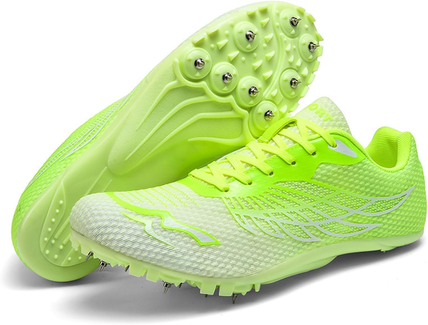 Buhelyc Track Shoes Racing Jumping Sprint Running Sneakers 8 Spikes Track and Field Shoes Professional ＆ Breathable for Outdoor Training Competition
