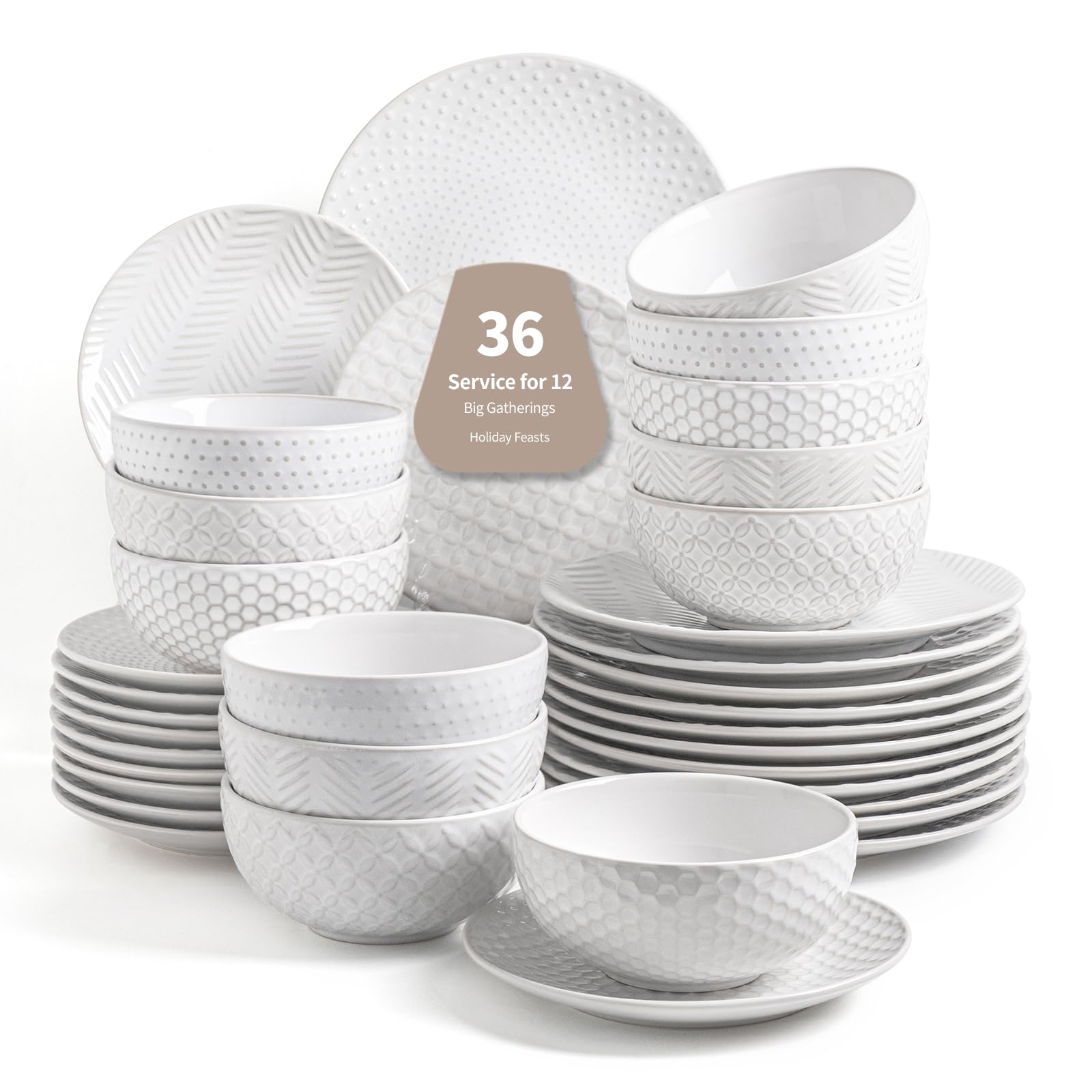 FOBENTA Lena 36-Piece Ceramic Dinnerware Set