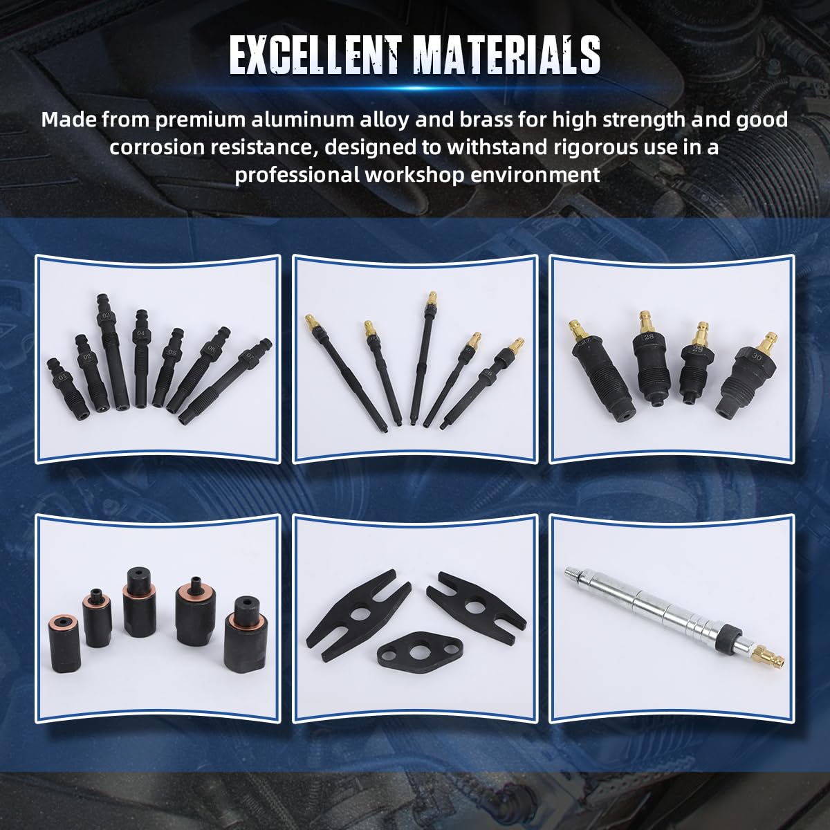 46PCS Compression and Leakage Test Kit Petrol & Diesel Compression Tester Kit Automotive Cylinder Leak Down Tester with Dual Gauge Engine Compression Tester Kit for HDI, TDCi, Pumpe Duse Engine