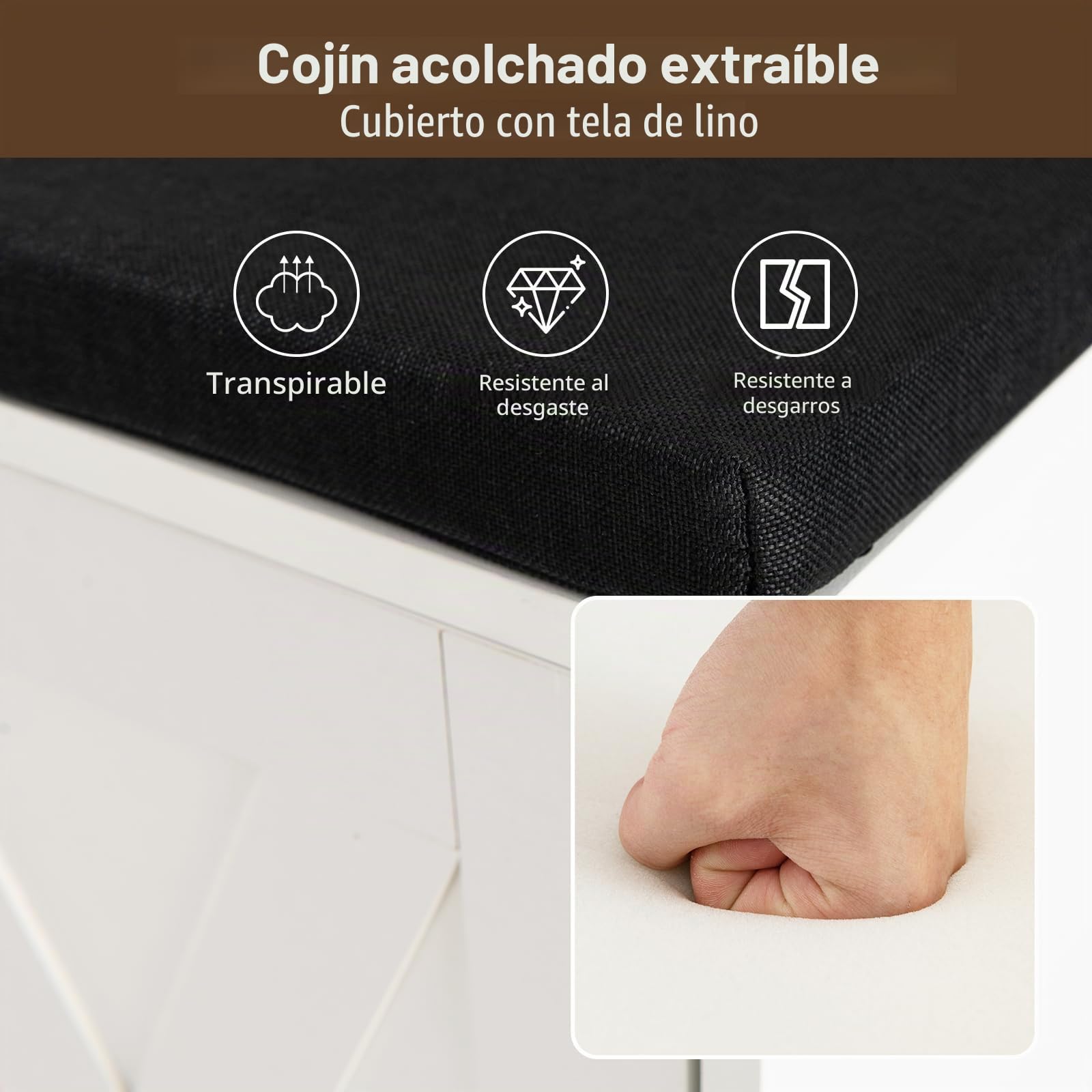 HOMASIS 3 Niveles Banco Zapatero con Estantes Ajustables, Zapatero de Madera con 9 Compartimentos y Cojín Acolchado, Banco de Almacenamiento para Pasillo, Sala de Estar, 110,5 x 30 x 49 cm (Blanco)