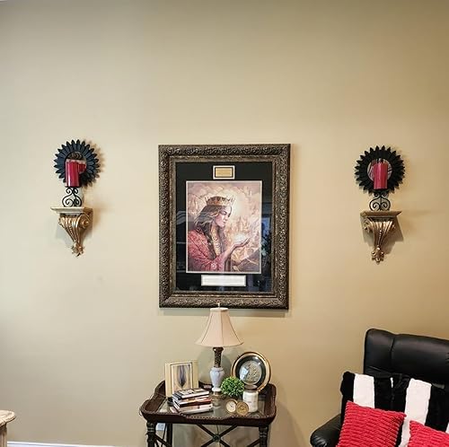 Miniatura 5 de Honiway Espejo de pared bohemio de 21 pulgadas con marco de madera rústica con diseño de explosión solar para decoración de habitación, decoración