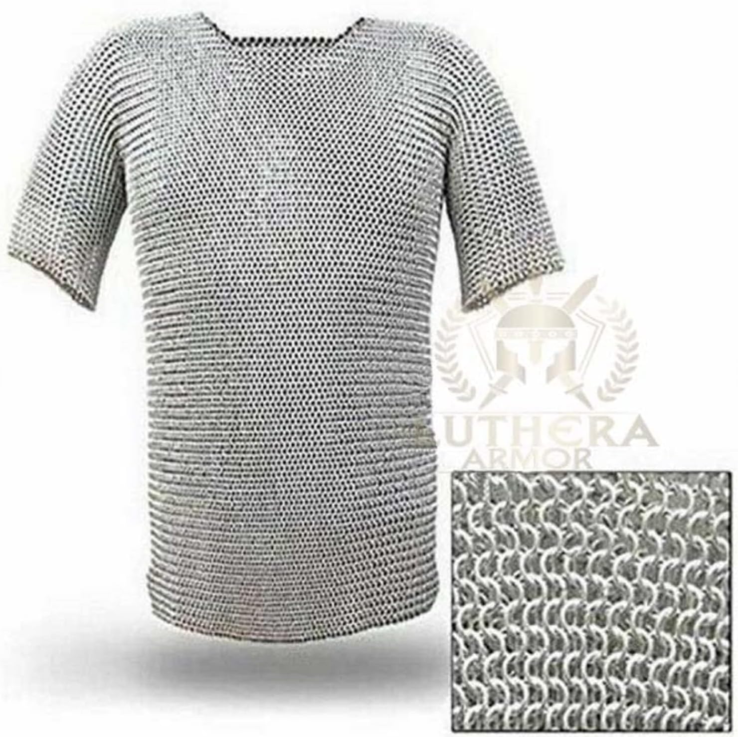 10mm Butted Chainmail Haubergeon Aluminum Chain mail Shirt Medieval Costume Armour 16 gauge Rings Half Sleeves