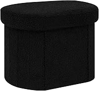 Vista 16 de B FSOBEIIALEO Otomano con almacenamiento para sala de estar, otomano plegable de almacenamiento con reposapiés Sherpa, banco plegable de 43.3 Negro