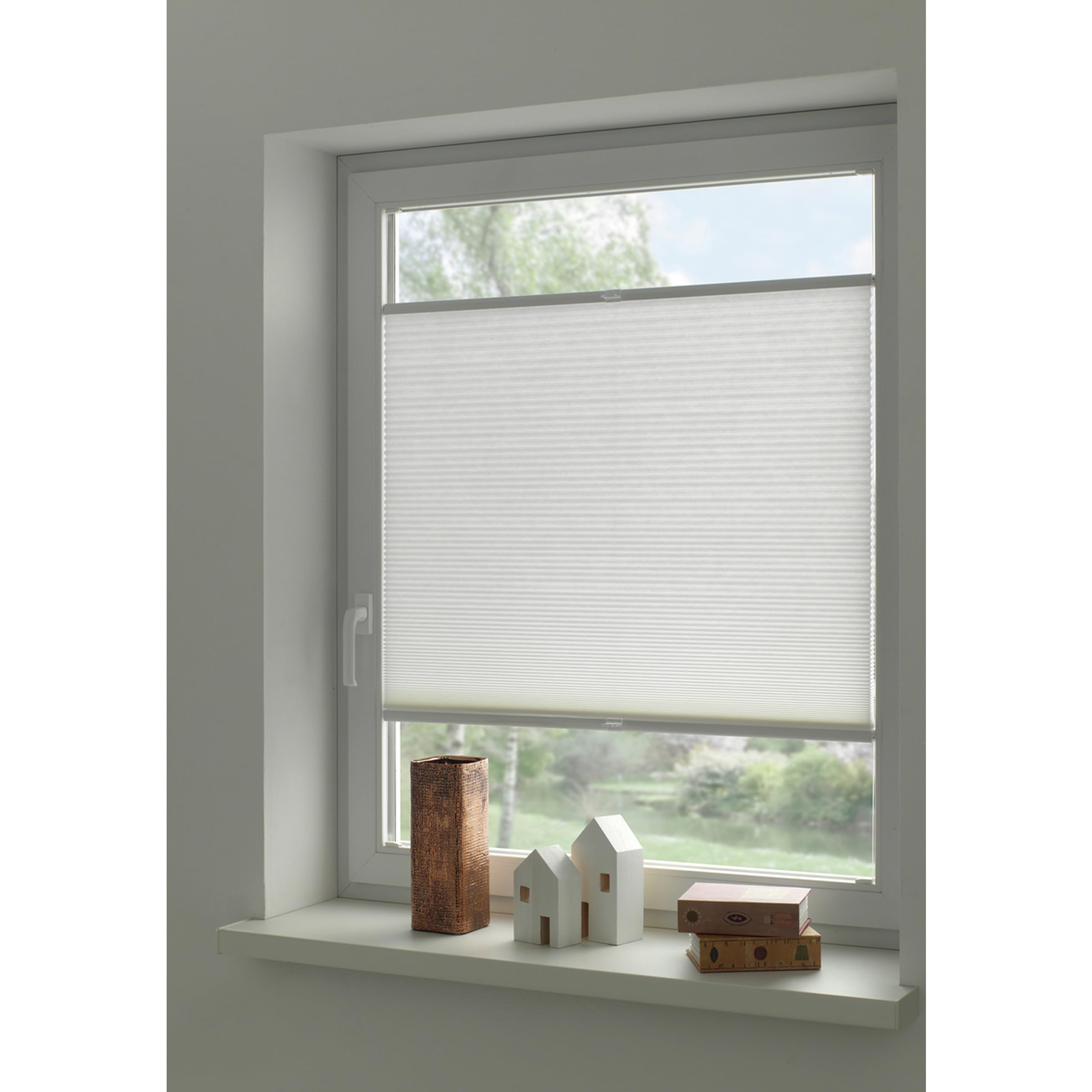 GARDINIA Wabenplissee Concept Tageslicht, Blickdichtes Faltrollo, Alle Montage-Teile inklusive, EASYFIX Plissee verspannt mit 2 Bedienschienen, Weiß, 90 x 130 cm (BxH)