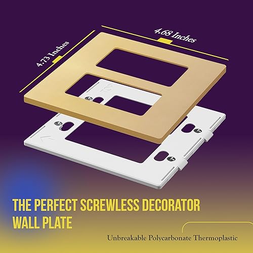 Miniatura 494 de ENERLITES SI8834-BK - Placa de pared decorativa sin tornillos, cubierta de enchufe segura, 4 entradas, 4.68 x 8.30 pulgadas (alto x largo), Negro