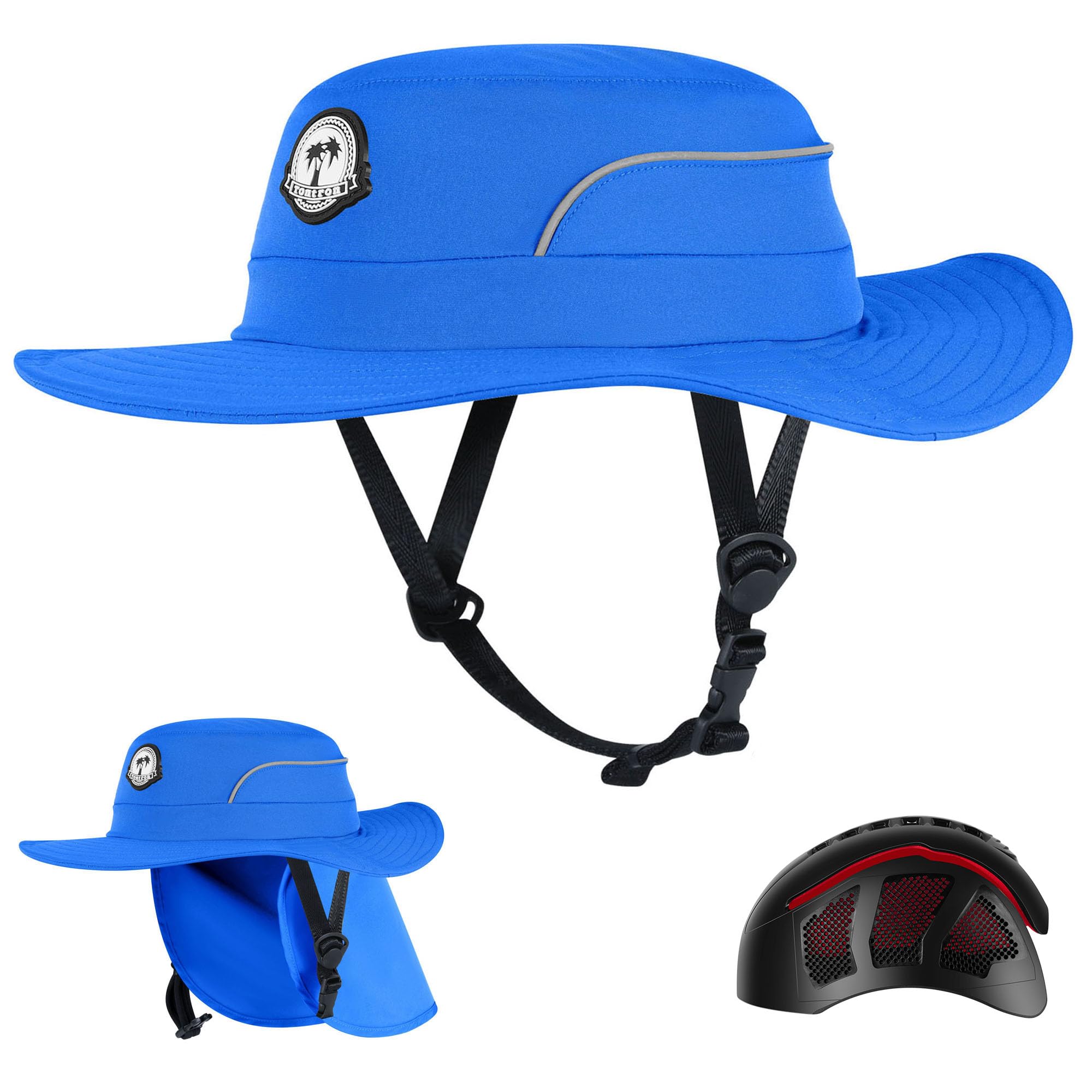 Tontron Waterports Hat with Hard Shell for Surfing, SUP,Kayaking and Watersports (Blue, Medium)