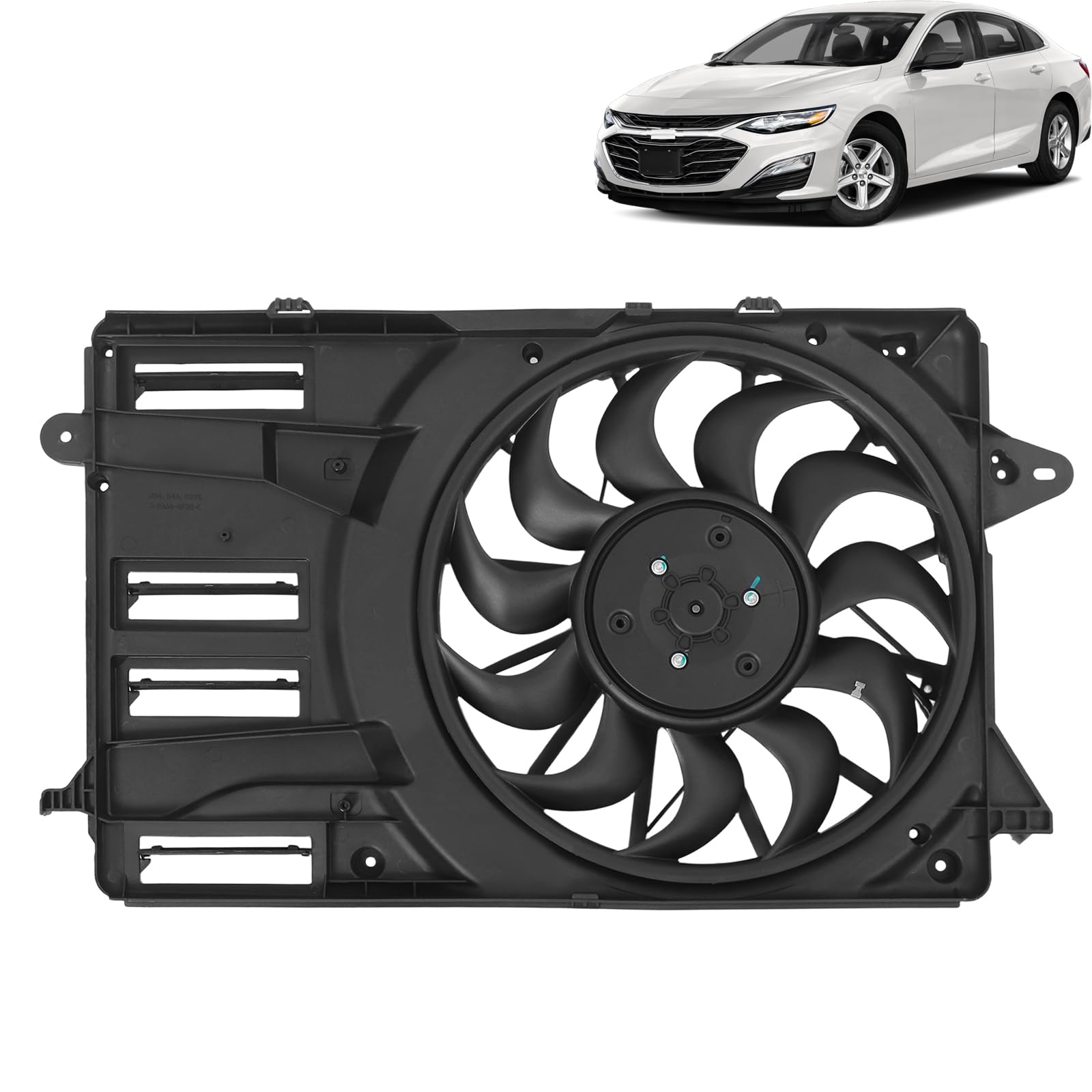WHODNUS Radiator Cooling Fan Assembly w/Brushless Motor for 2021-2022 Chevrolet Malibu LS/LT/RS 1.5L,Engine Radiator Cooling Fan Replacement 85109578
