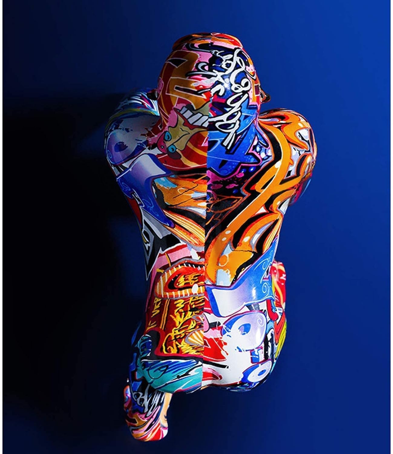 Statue de Gorille de Graffiti, Statue de King Kong, Animaux dans des Statues décoratives en résine, 27,5 * 29 * 16 cm