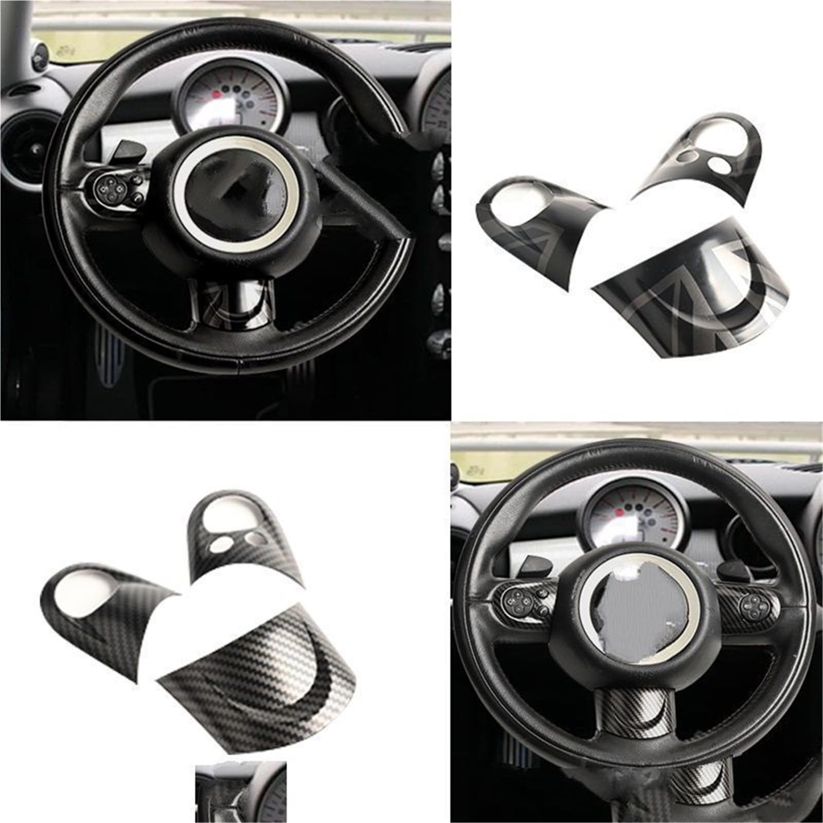 Dla MINI COOPER R55 R56 R57 R58 R59 R60 R61 Panel kierownicy przycisk naklejka naklejka na pokrywę Case akcesoria wewnętrzne(Black)