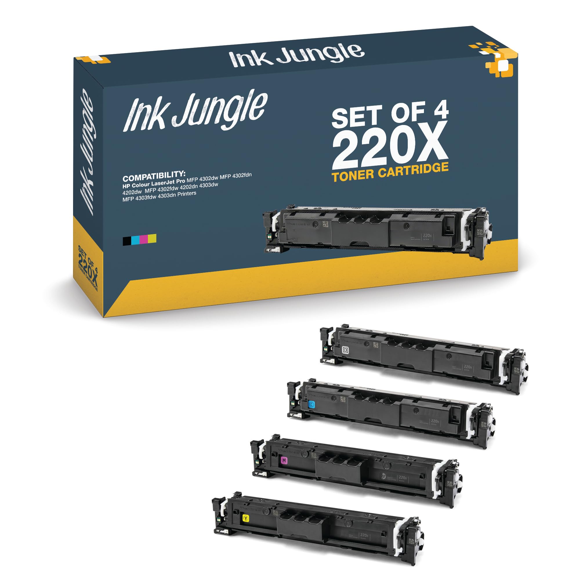 True Image Toner 220A/220X Per HP Color LaserJet MFP 4302dw – Set 4 Colori Con Chip Compatibile, 2000 Pagine Nero E 1800 A Colori