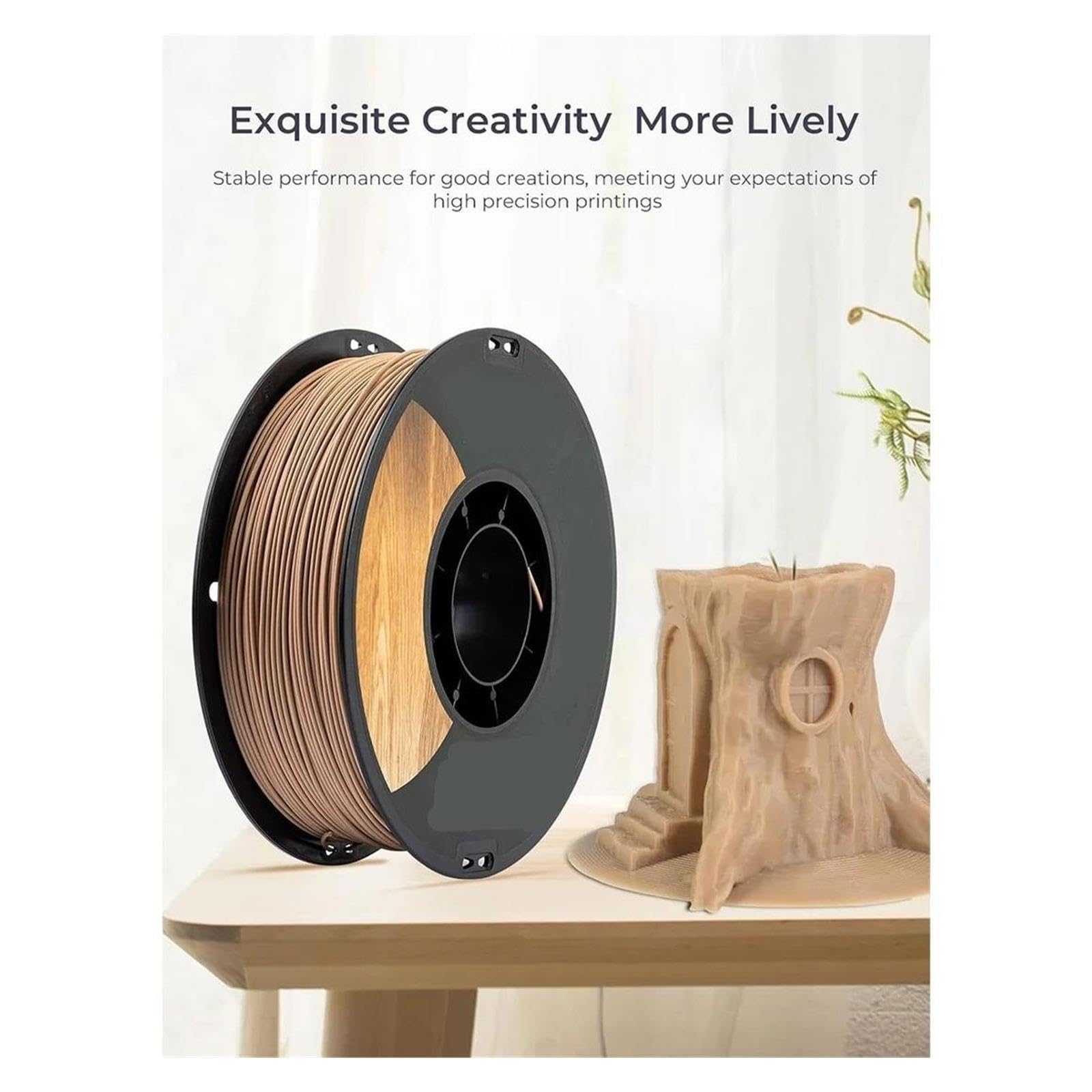 Druckerfilament, Holz-PLA, 1,75 mm, kg, glatte Seidenstruktur