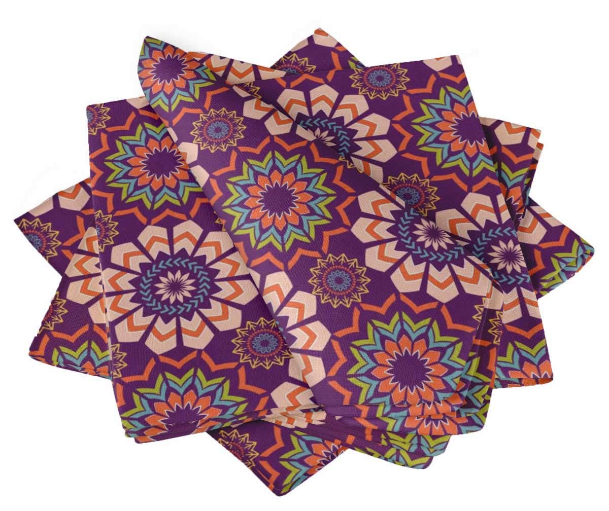 Serviettes de Table Violettes Mandala | Sublimez vos Repas de Fête en Famille