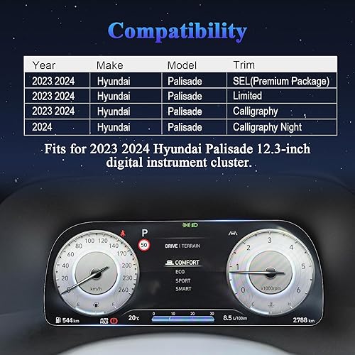 Miniatura 2 de 2 protectores de pantalla de palisade 2024 para SELLimitedCaligrafíaCaligrafía Nocturna 2023 2024 de 12.3 pulgadas para panel de instrumentos