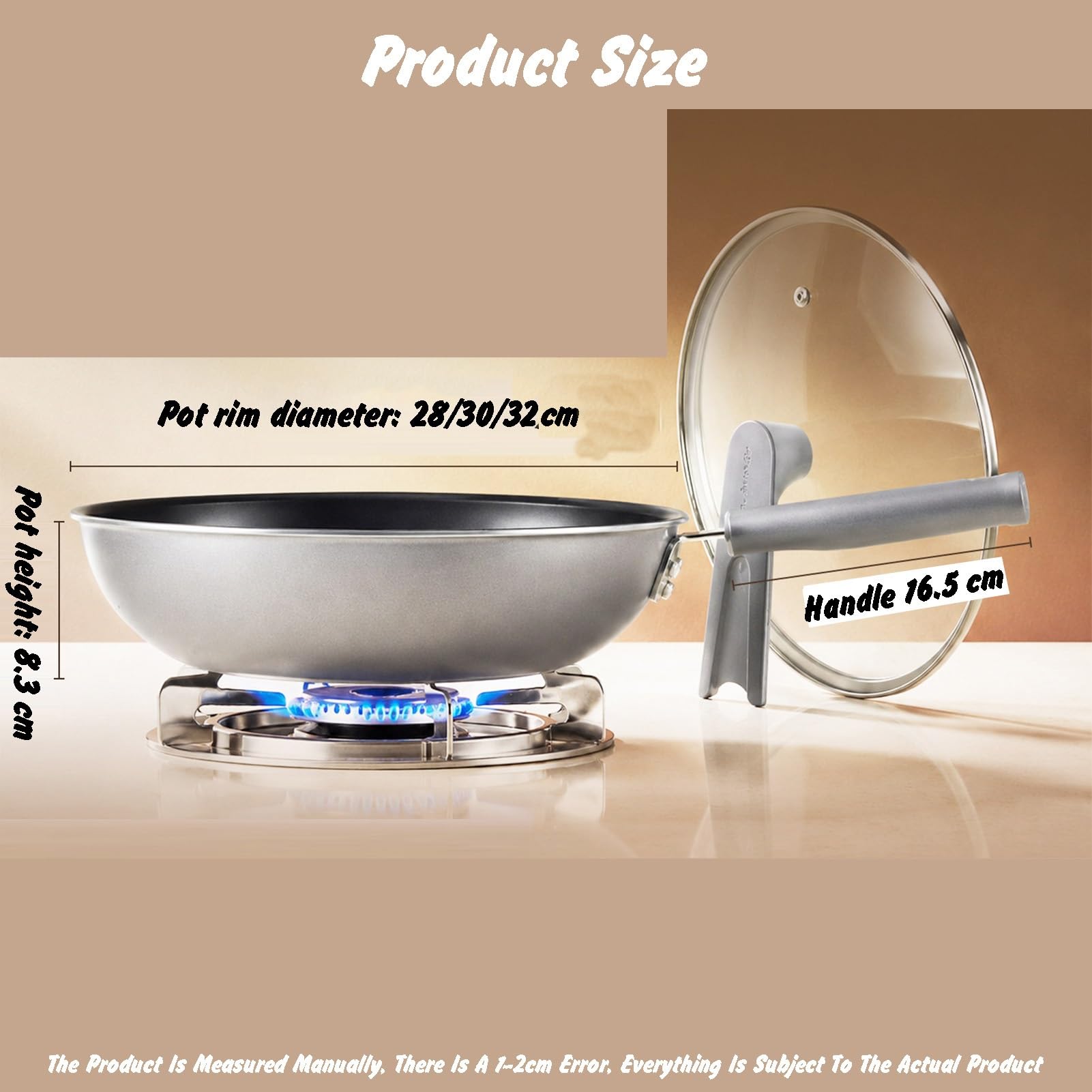 Genérico Wok De Cocina Grande, Aleación Aluminio Con Tapa, Sartén Antiadherente Previamente Sazonada, Utilizado For Saltear Estofar Al Vapor Y Asar Alimentos(28cm)