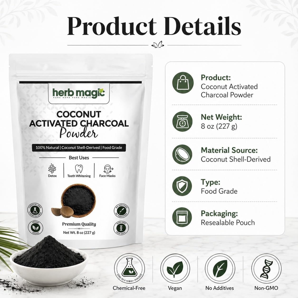 Herb Magic Activated Charcoal Powder, Food Grade Coconut Shell, 8 oz — Amazon image 7