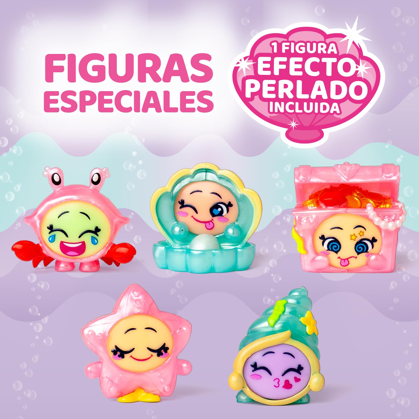 MOJI POPS Pearl Series – Caja con 12 Mojishell. Cada una Contiene 2 Mojipops Sorpresa con caritas Reversibles (1 con Efecto Perlado). 6 Colores Diferentes.