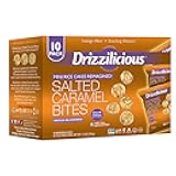 Drizzilicious Mini Rice Cakes Salted Caramel - Rice Crisps, Healthy Snack for Adults and Kids, Flavored Rice Cakes, Vegan, Gluten Free, Allergen Free, Only 90 Calories Per Bag - 0.74 oz (Pack of 10)