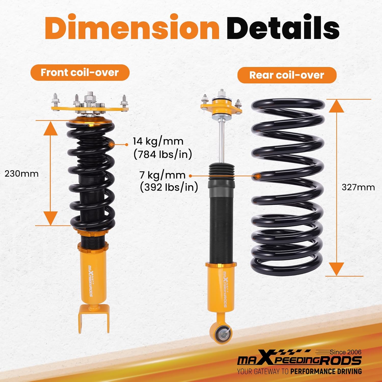 maXpeedingrods Coilovers for Lincoln Mark VIII 1993-1998, Height Adjustable Coilovers Suspension Kit, Preset Damping Shock Absorber Struts Lowering Kit, Gold