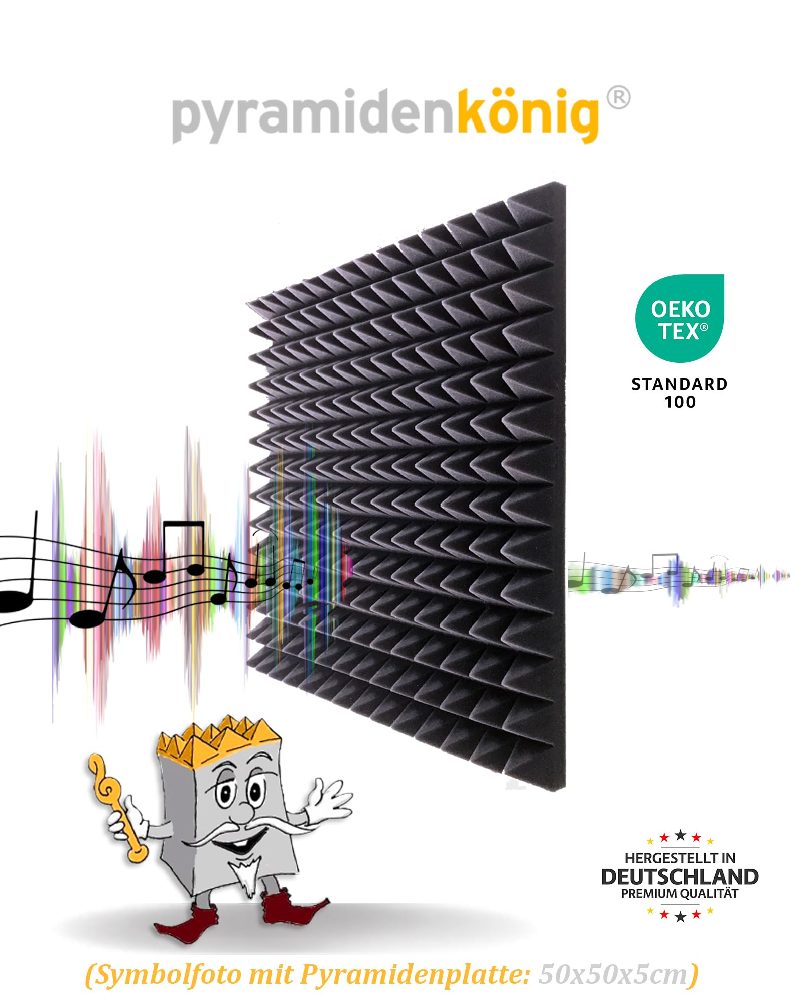 40 x Pyramiden-Schaumstoff, Platten je ca. 50x50x5cm, Anthrazit Schwarz, Schaumstoff, Noppenschaum, Dämmung, Akustik, Schallschutz