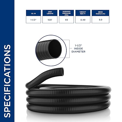 Miniatura 6 de Alpine Corporation Manguera ultra flexible de PVC de 100 pies con diámetro interior de 1.5 pulgadas de alto para accesorios S-4