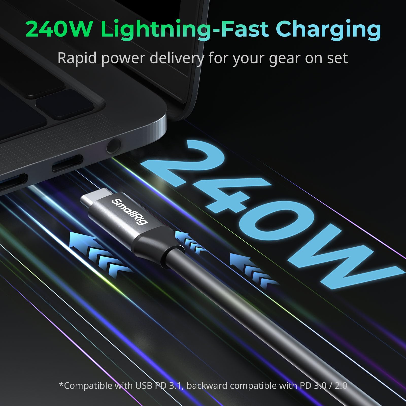 SMALLRIG Cavo USB4 40Gbps USB-C, Ricarica Rapida 240W, Video 8K@60Hz e Trasferim