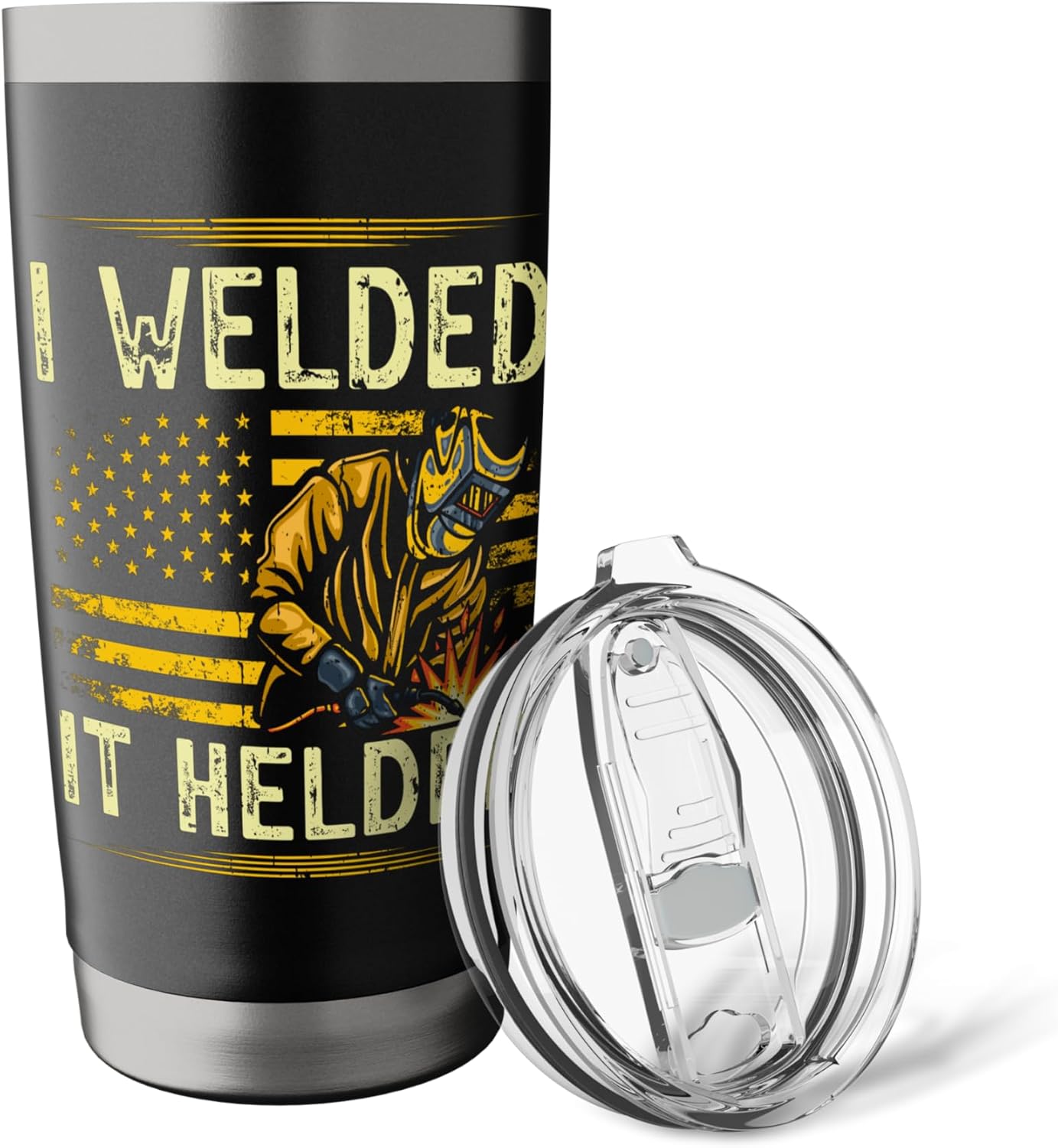 I Welded It Helded Welding Welder American Flag USA Stainless Steel Insulated Tumbler - Image 5