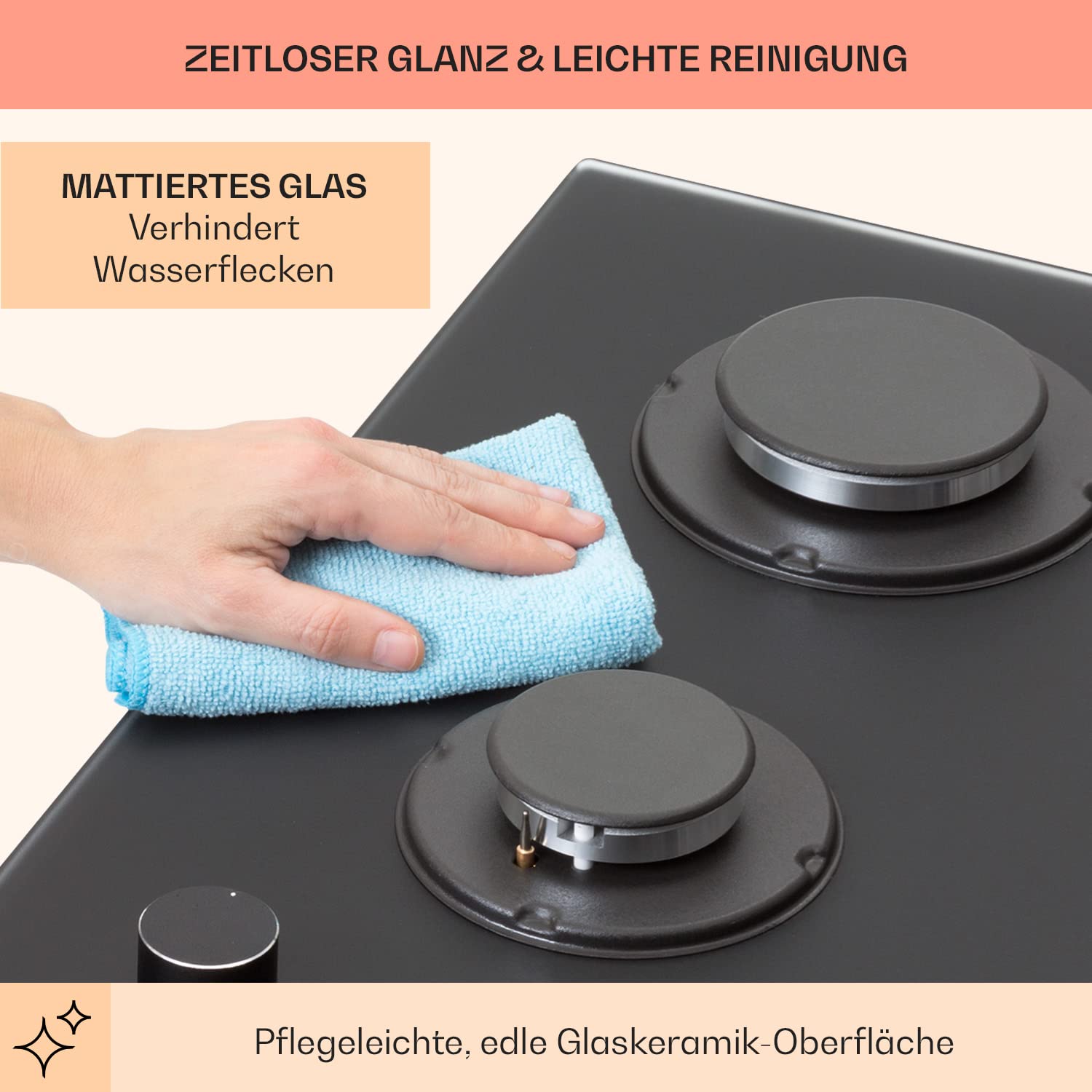 Klarstein Einbau-Gaskocher, Camping Gaskocher für den Innenbereich, Edelstahl 2-Flammig, LPG Gaskochfeld, Campingkocher mit Gas 2 Flammig, Gasherd für Propan- und Erdgas, Wok Brenner 4200W